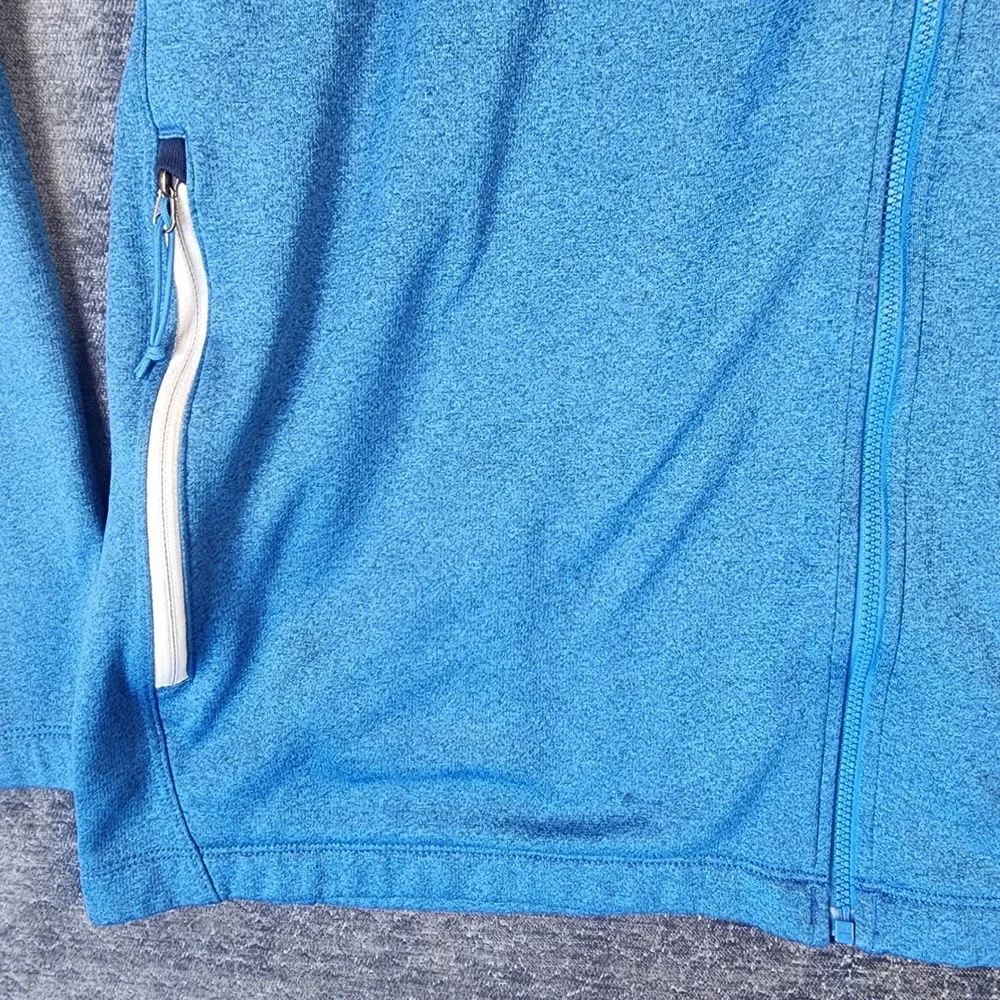 The North Face Hooded Fleece Jacket Men XXL Blue Good Heathered Thumbhole Zip